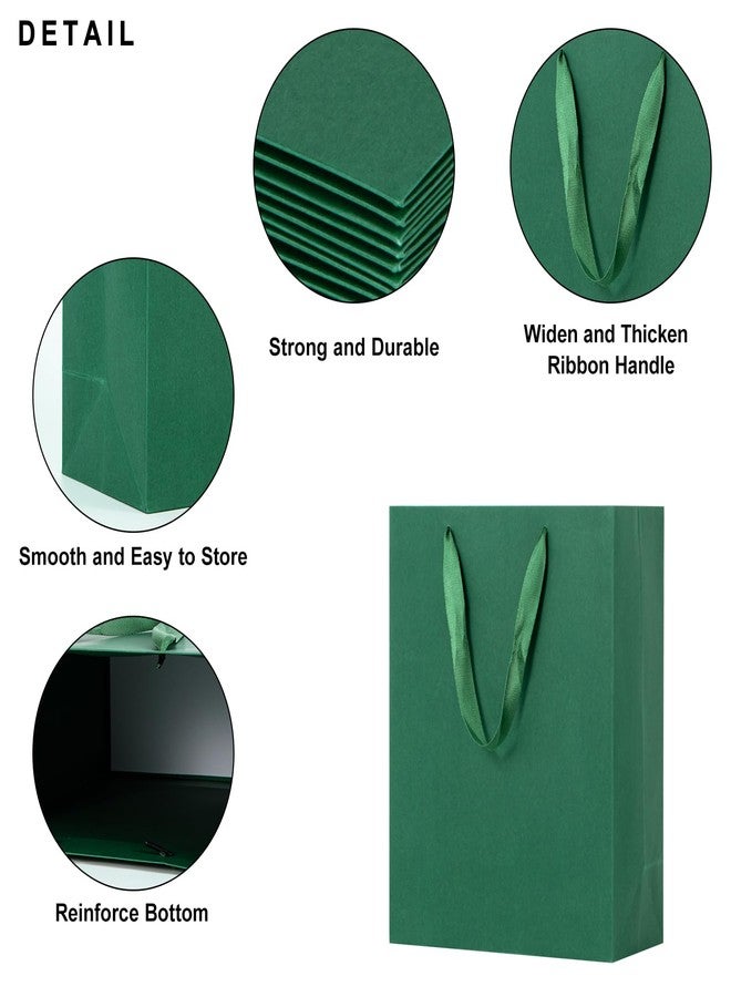 driew Large Dark Green Gift Bags, 12 Pack Extra Large Deep Green Gift Bag Ribbon Handles Heavy Duty Paper Gift Bags 10x5x13 inches Party Bags for Shopping, Pakcing,Retail - Image 3